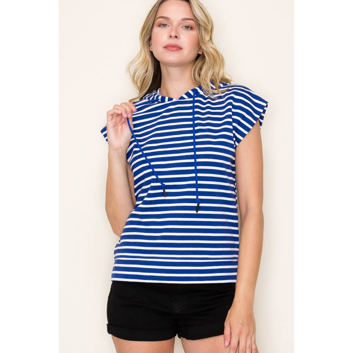 STRIPED PULLOVER HOODIE TOP