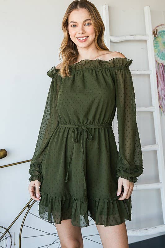 Coral spring RUFFLE DRESS