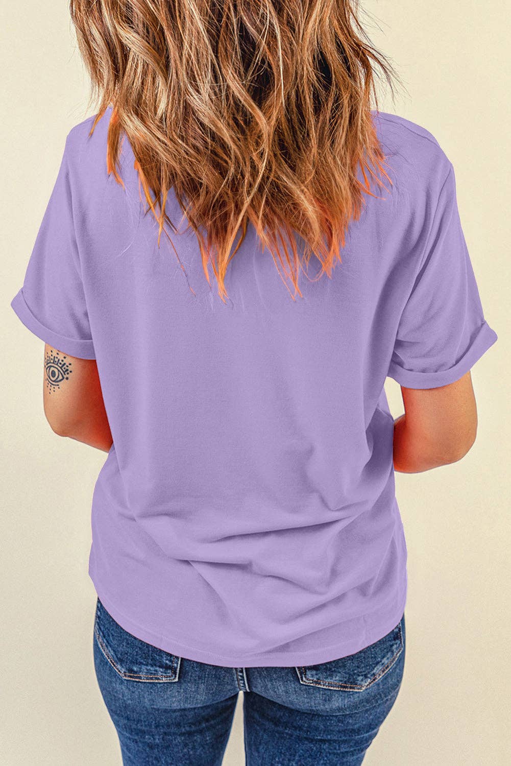 Solid Color Casual Plain Crew Neck Tee for Easter's Day