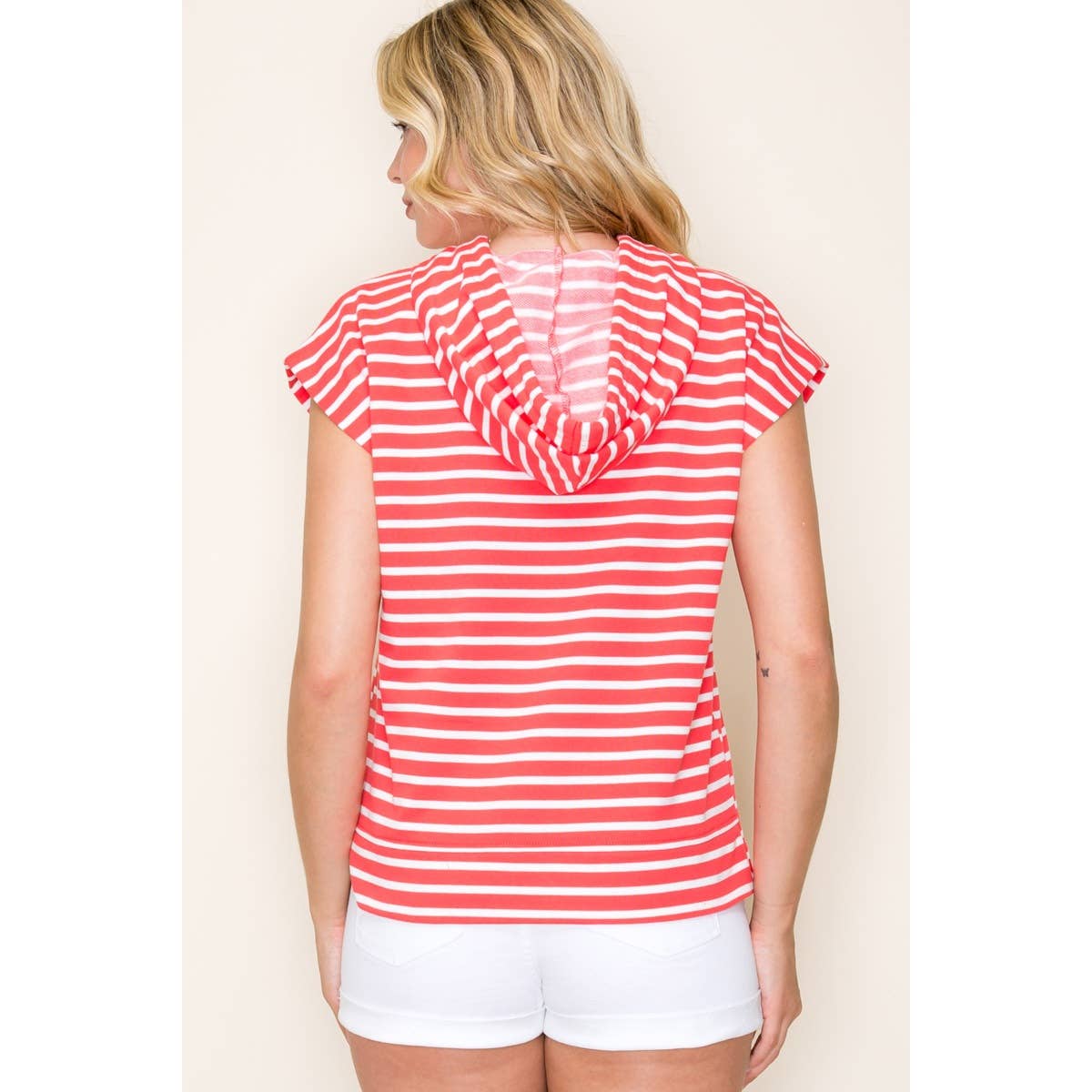 STRIPED PULLOVER HOODIE TOP