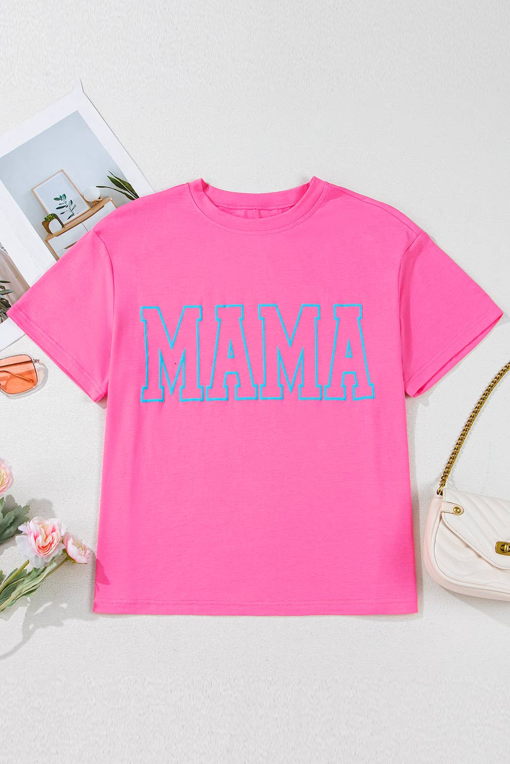 MAMA Letter Graphic Neon T Shirt