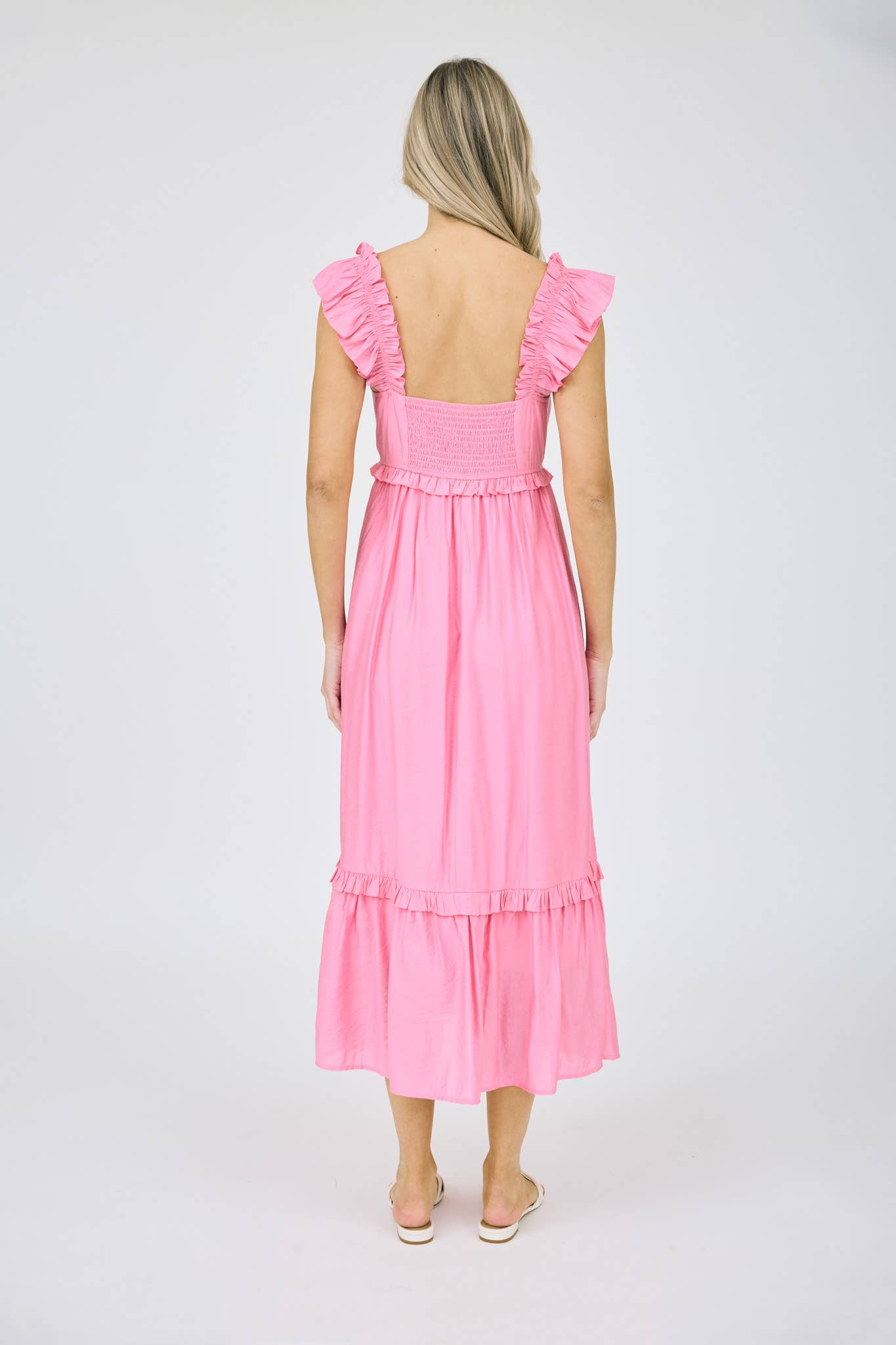 Ruffle detail Sleeveless midi dress