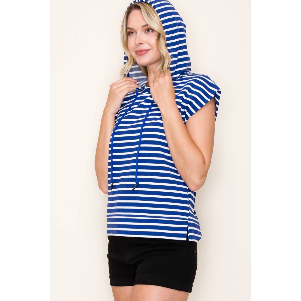 STRIPED PULLOVER HOODIE TOP