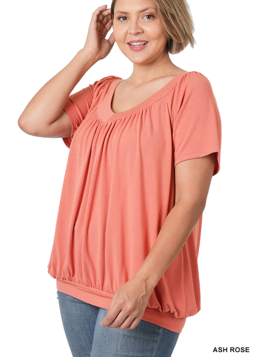 V-Neck Short Sleeve Women's Plus Top