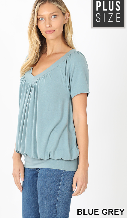 V-Neck Short Sleeve Women's Plus Top