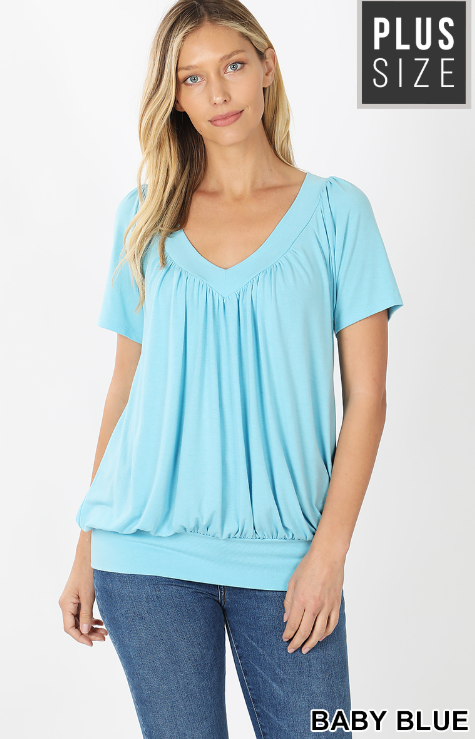 V-Neck Short Sleeve Women's Plus Top