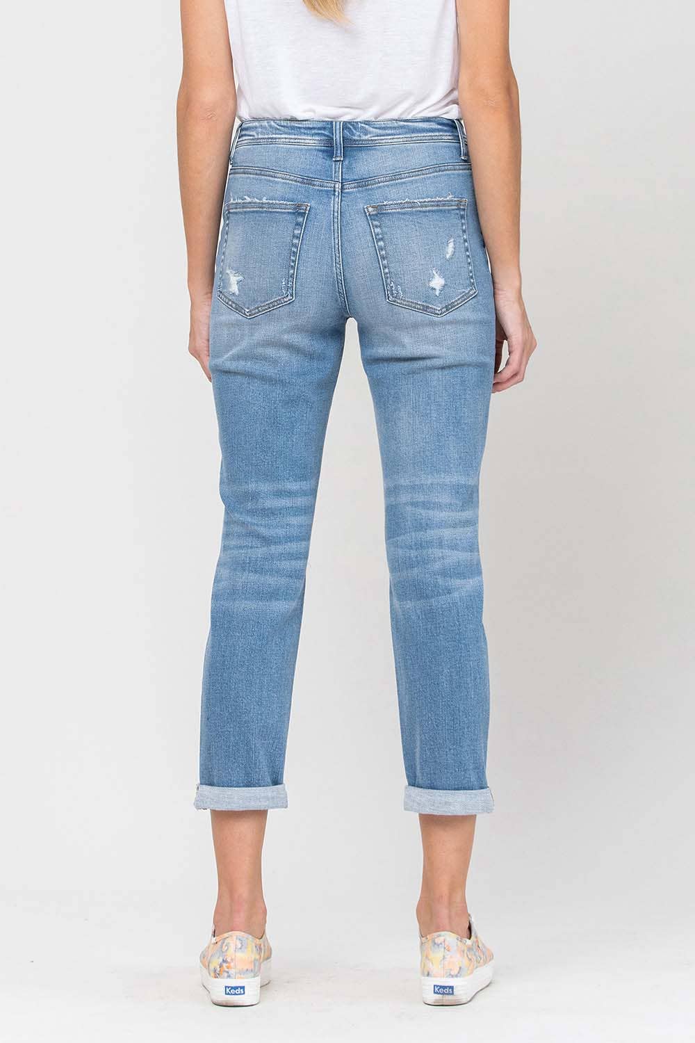 HIGH RISE DISTRESSED CUFFED BOYFRIEND JEANS F4115