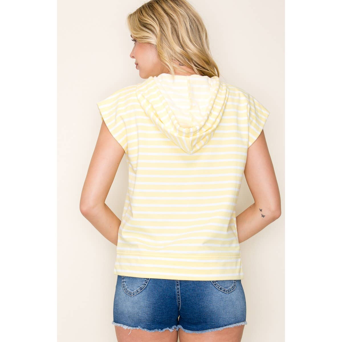 STRIPED PULLOVER HOODIE TOP