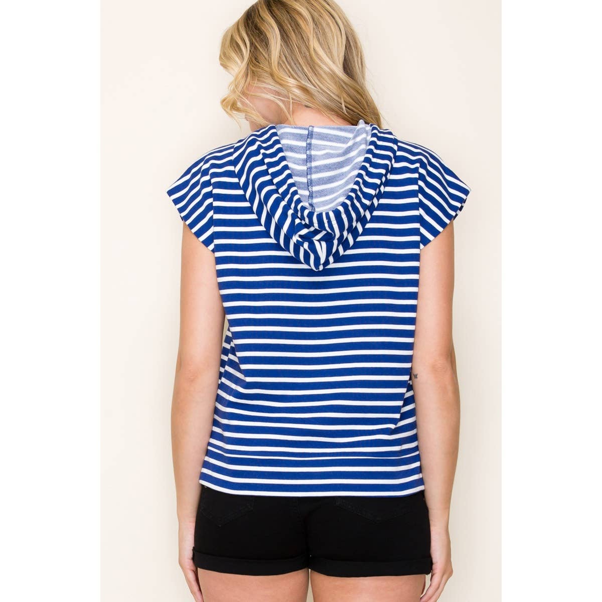 STRIPED PULLOVER HOODIE TOP