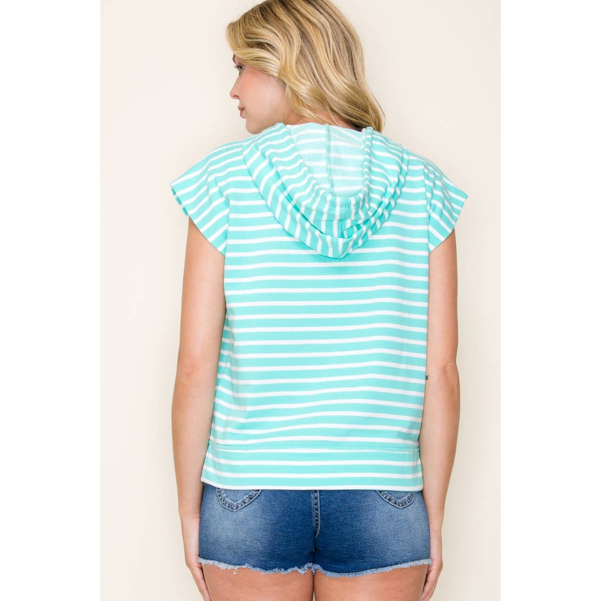 STRIPED PULLOVER HOODIE TOP