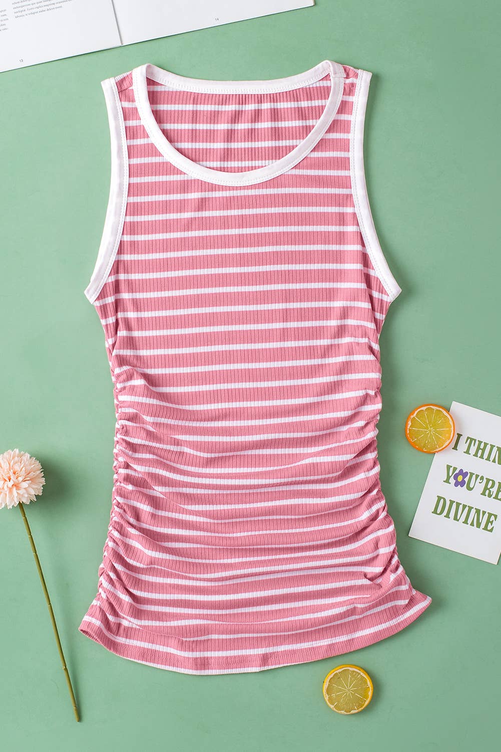 Contrast Round Neck Sleeveless Tank Top