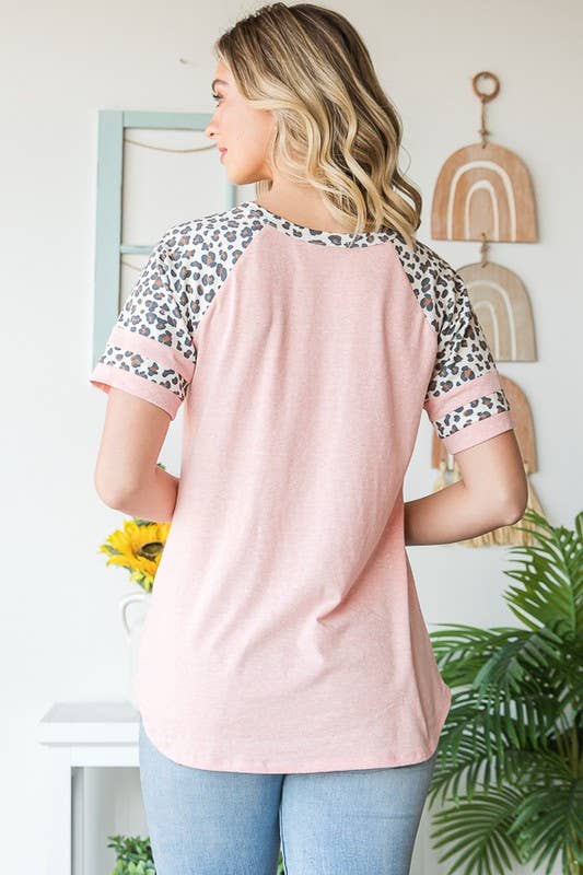 Spring pink leopard print top