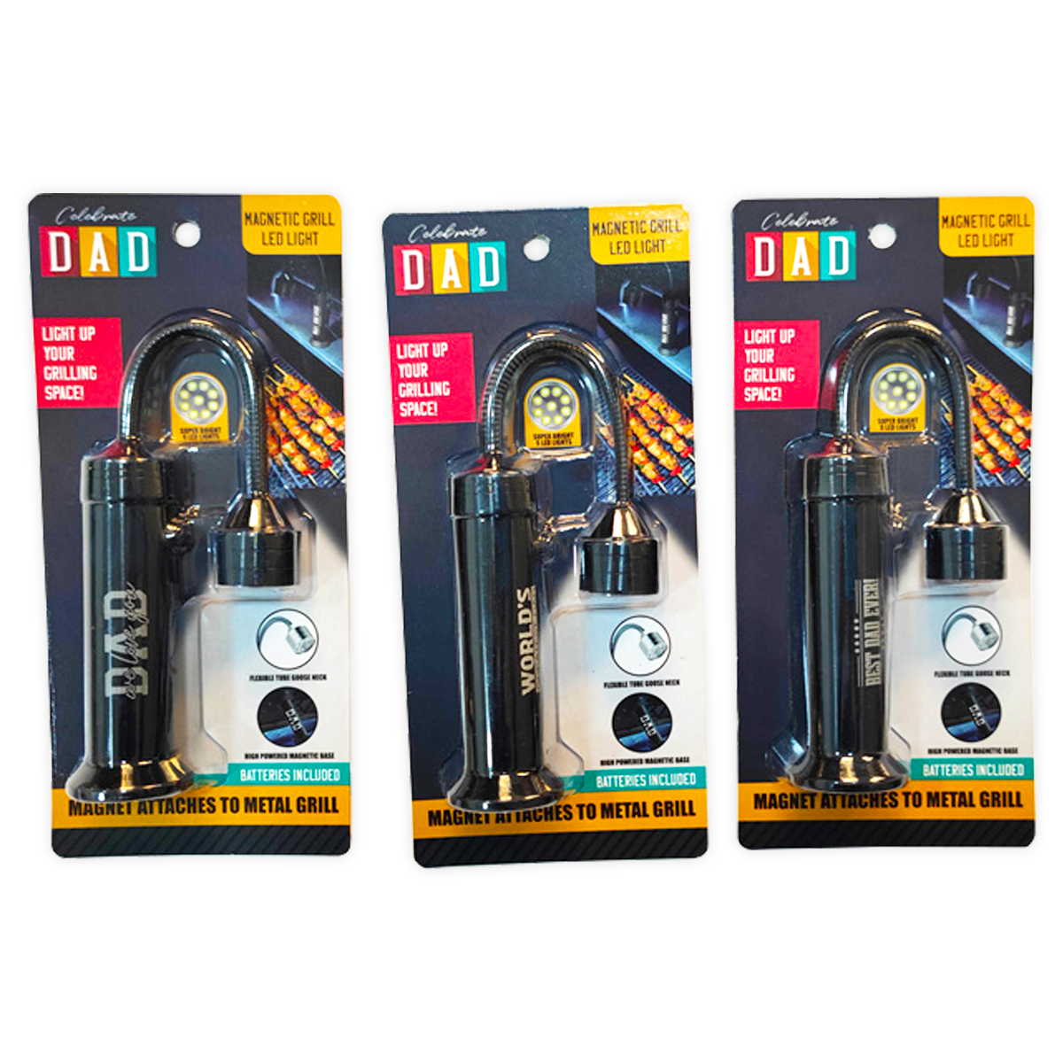 Magnetic LED Grill Light Father's Day Assortment - 3/Pack
