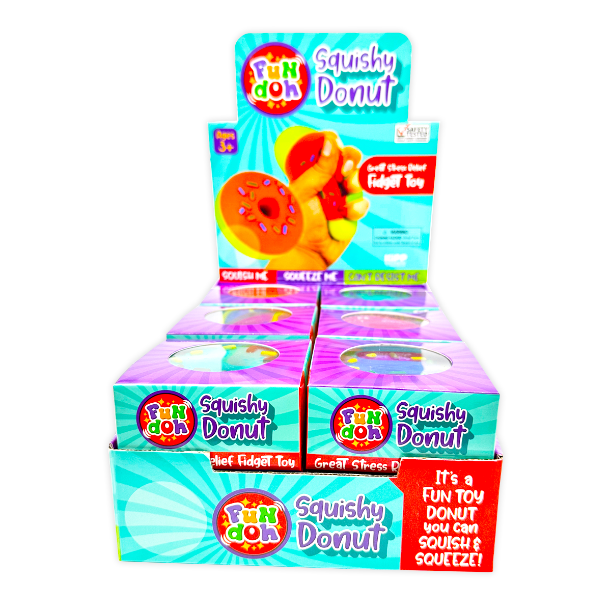 Fun Doh Squishy Fidget Donut Boxed Assortment - 12/Display
