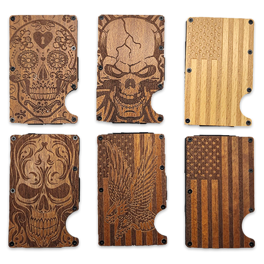 Patriot Wooden RFID Thin Wallet Money Clip Bulk Assortment