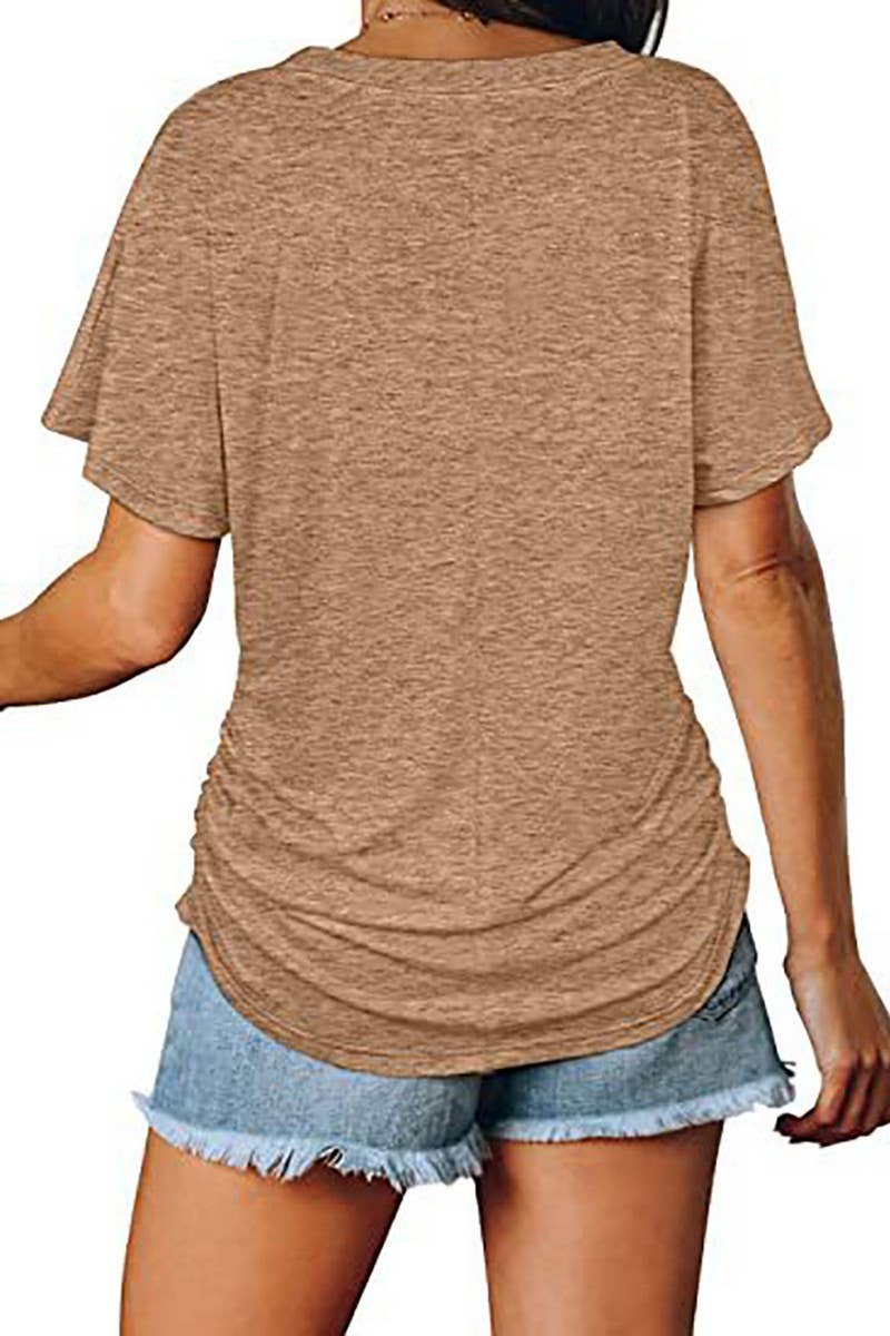 V-NECK SOLID COLOR CASUAL LOOSE TOP