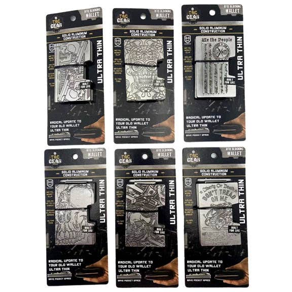 Tac Gear Metal RFID Wallet w/ Clip Assortment - 6/Pack