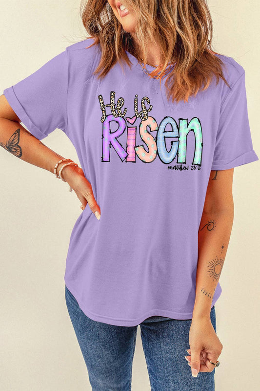 Solid Color Casual Plain Crew Neck Tee for Easter's Day