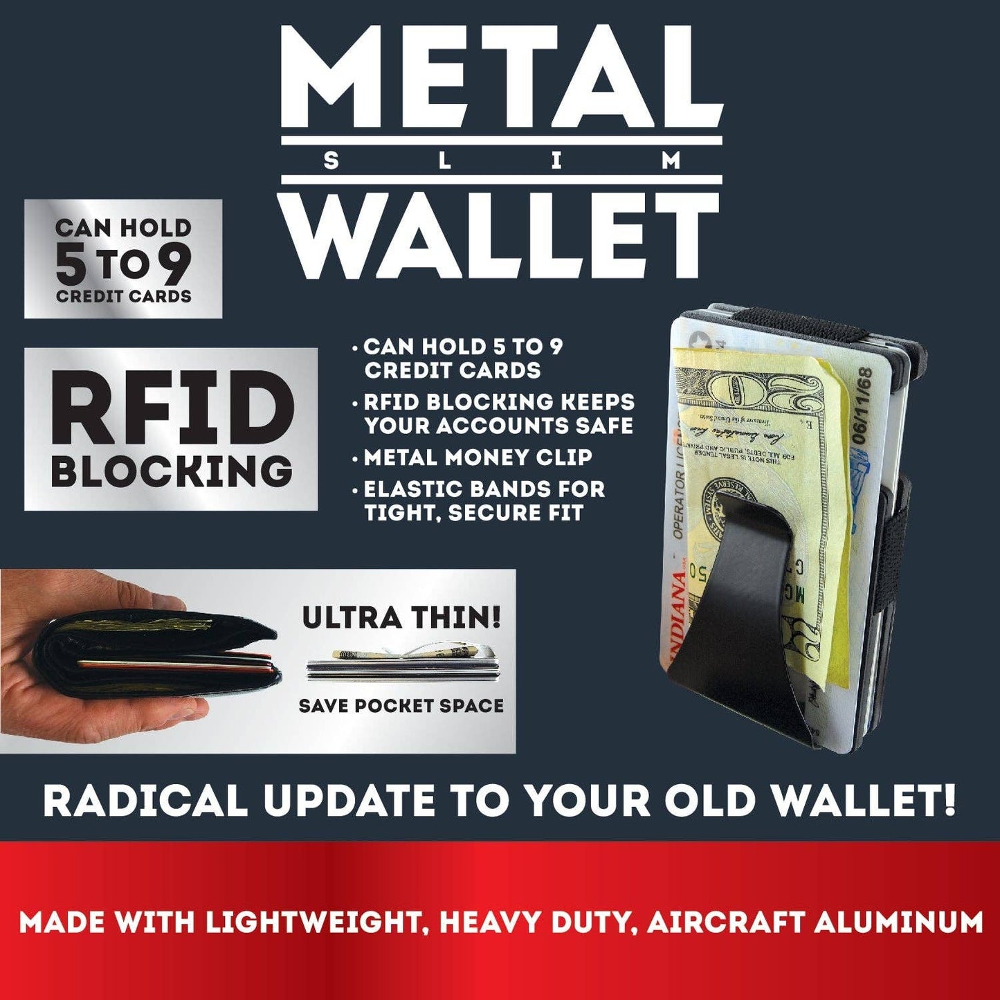 Roughneck RFID Blocking Metal Minimalist Wallet Assortment