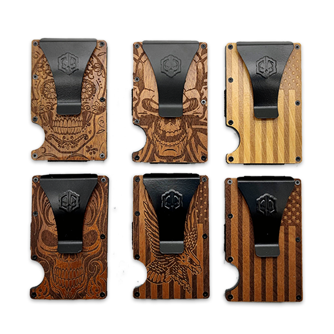 Patriot Wooden RFID Thin Wallet Money Clip Bulk Assortment
