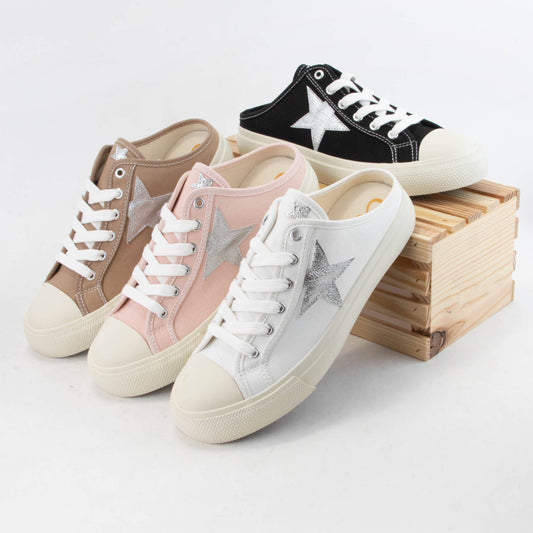 STAR PATCH OPEN HEEL SNEAKERS MULE