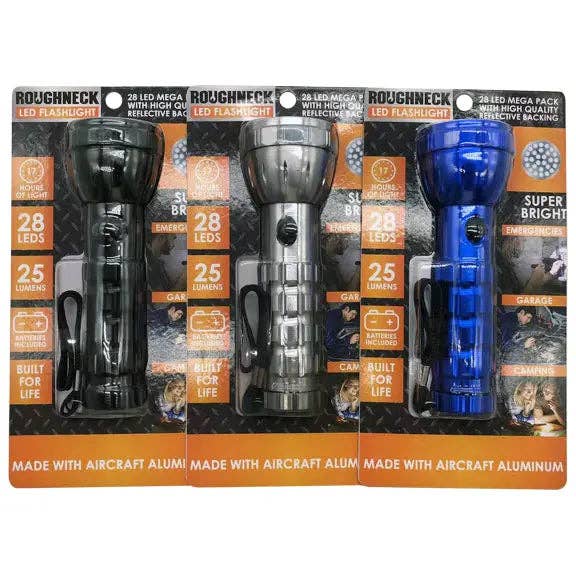 Roughneck LED Flashlight Metallic Assortment - 6/Pack