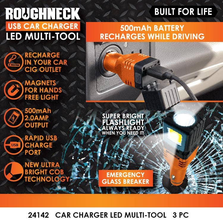 Roughneck USB Charger Flashlight Multi-Tool Boxed- 3/Pack