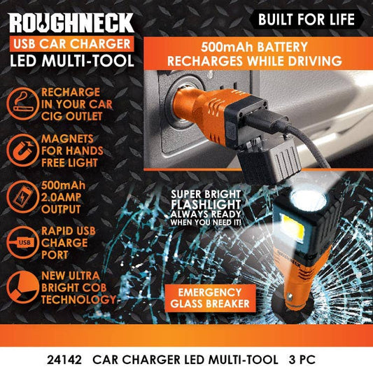 Roughneck USB Charger Flashlight Multi-Tool Boxed- 3/Pack