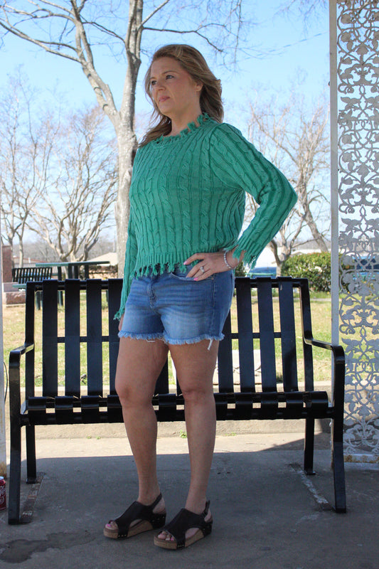Spring Cable knit fringe sweater