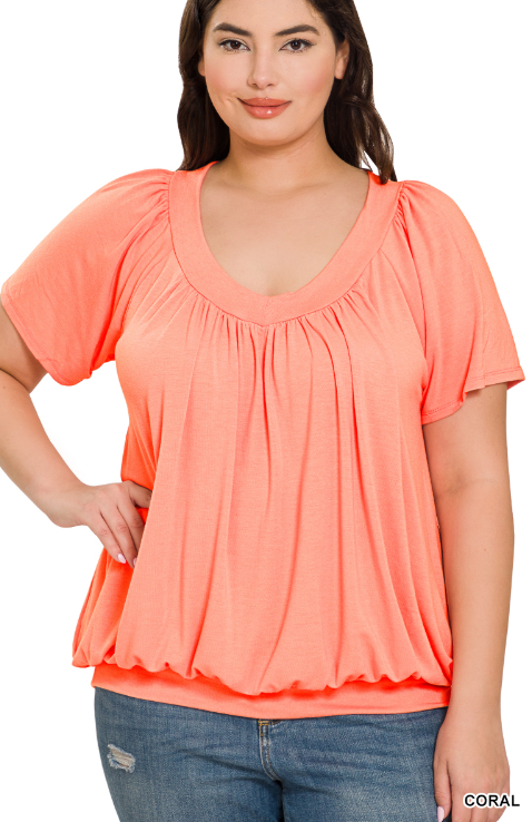 V-Neck Short Sleeve Women's Plus Top