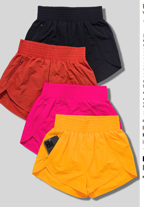 Plus size Spring zipper Athletic  pocket shorts