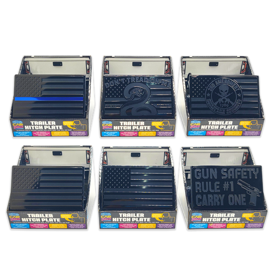 Car Vibez Metal Trailer Hitch Plate Assortment - 6/Pack