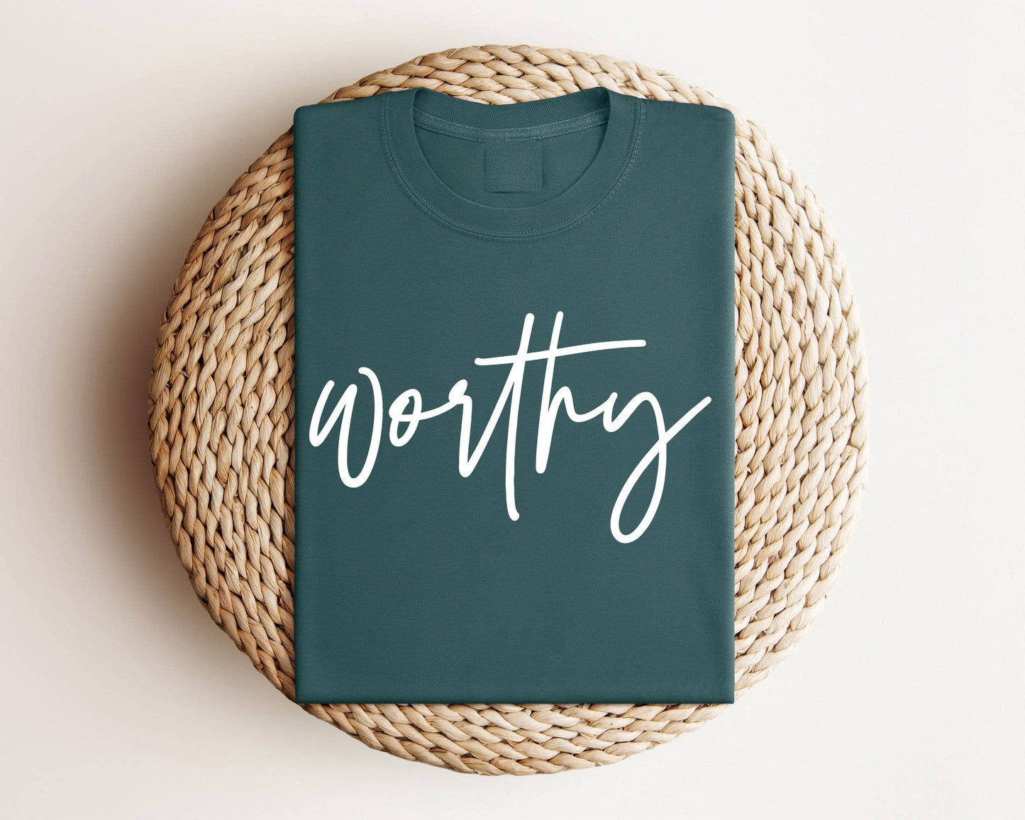 Christian Worthy Green Faith Spring Cozy Graphic Sweatshirt