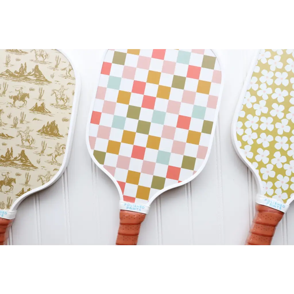 Neutral Checkerboard Pickle Ball Paddle for Adults