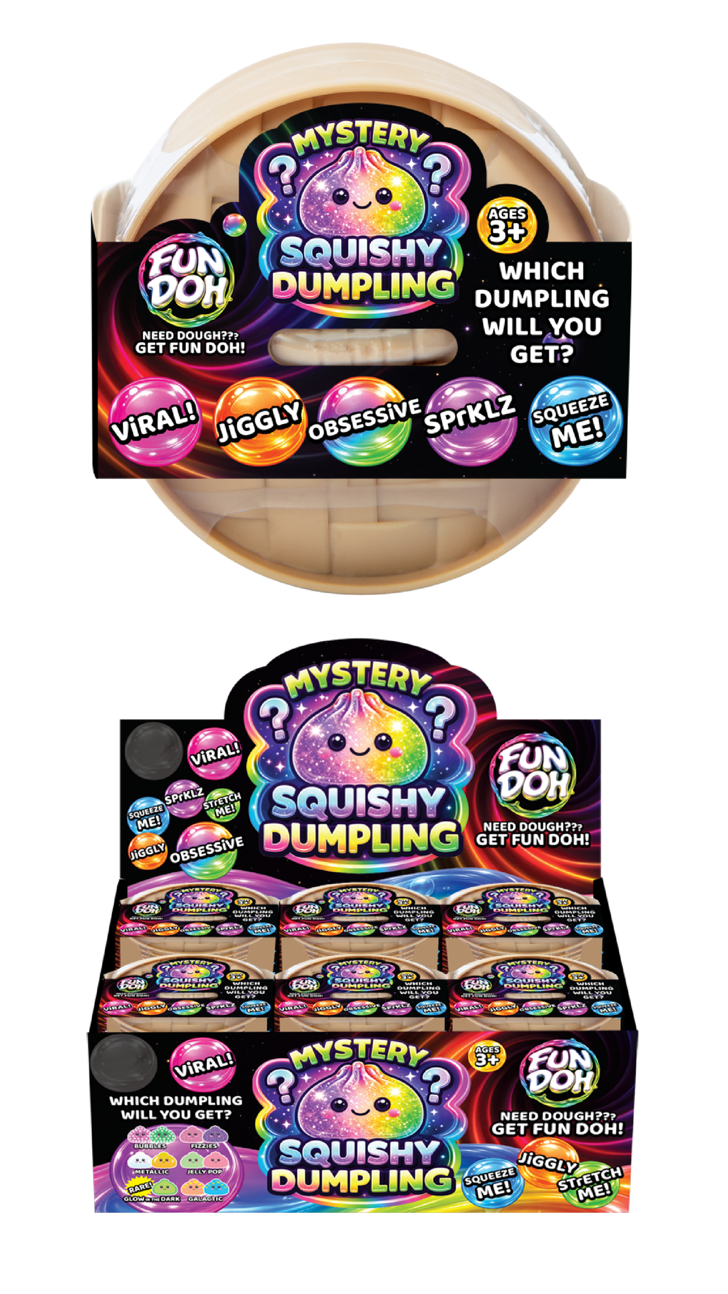 Fun Doh Mystery Dumpling Squishies | 12-Piece Retail Display